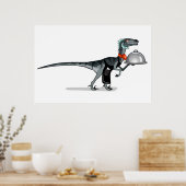 Illustratie van een kelner van het raptorvoedsel. poster (Keuken)