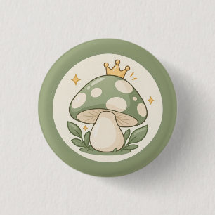 Illustratie van een knappe cottagecore groene padd ronde button 3,2 cm