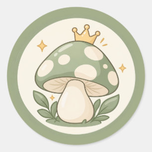 Illustratie van een knappe cottagecore groene padd ronde sticker