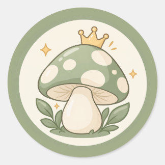 Illustratie van een knappe cottagecore groene padd ronde sticker