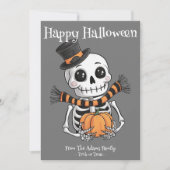 Illustratie van een knappe skelet platte kerstkaar feestdagenkaart (Voorkant)