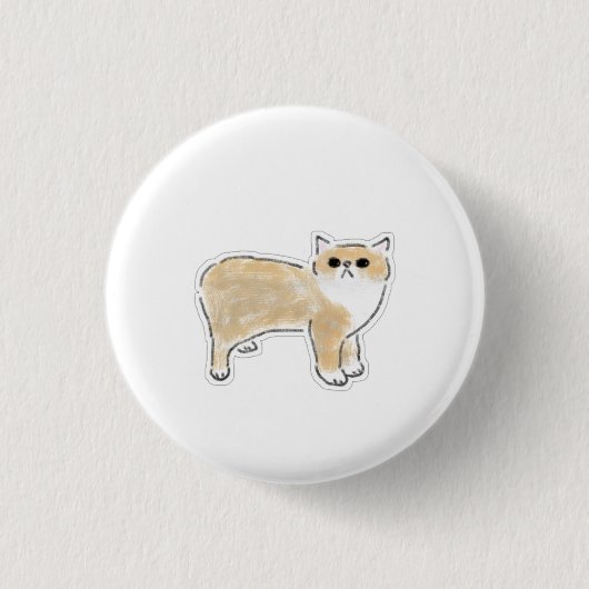 Illustratie van een knappe waterverfkat ronde button 3,2 cm (Voorkant)