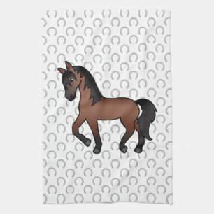 Illustratie van een knolbruine drafpaard in een le theedoek
