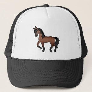 Illustratie van een knolbruine draver in een leuke trucker pet