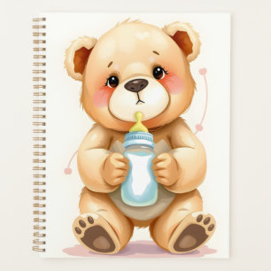 Illustratie van een knuffel beren met waterverf vo planner