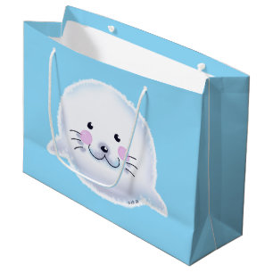 Illustratie van een knuffelachtige babyzeehond groot cadeauzakje