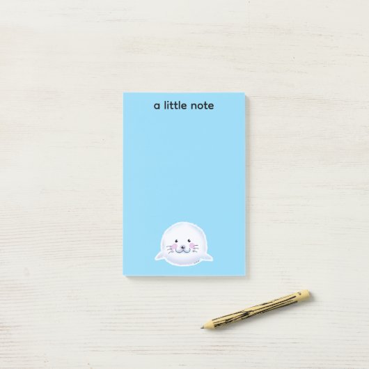 Illustratie van een knuffelachtige babyzeehond post-it® notes (Op bureau)