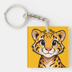Illustratie van een knuffelachtige cartoonjachtlui sleutelhanger