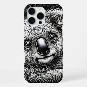 Illustratie van een knuffelbeer op een leren achte iPhone 16 pro max hoesje