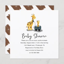 Illustratie van een knuffelgiraf voor babyshower u kaart