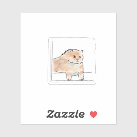 Illustratie van een knuffelkat in waterverf sticker (Vel)