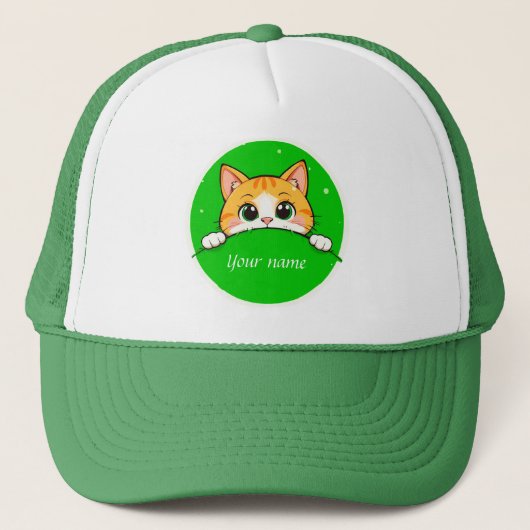 Illustratie van een knuffelkat trucker pet (Voorkant)