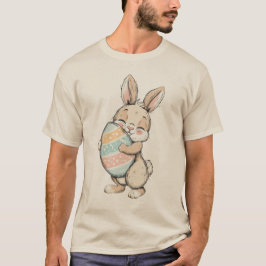 Illustratie van een knuffelkonijn met een kleurrij t-shirt