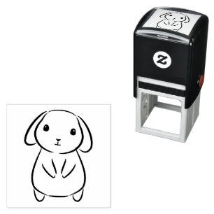 Illustratie van een knuffelkonijn zelfinktende stempel