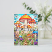 Illustratie van een knuttrig overgroeid paddenstoe briefkaart (Staand voorkant)