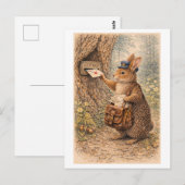 Illustratie van een konijn als postbode in vintage briefkaart (Voorkant / Achterkant)
