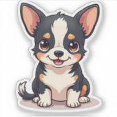 Illustratie van een lachende Kawaii Chihuahua Pupp Sticker (Voorkant)
