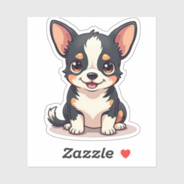 Illustratie van een lachende Kawaii Chihuahua Pupp Sticker