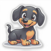 Illustratie van een lachende Kawaii Dachshund Pupp Sticker (Voorkant)