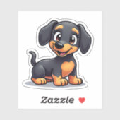 Illustratie van een lachende Kawaii Dachshund Pupp Sticker (Vel)