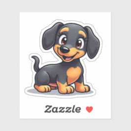 Illustratie van een lachende Kawaii-dachshundpuppy Sticker