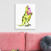 Illustratie van een lambeosaurus die een ei vastho canvas afdruk (Insitu (Woonkamer))