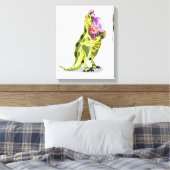 Illustratie van een lambeosaurus die een ei vastho canvas afdruk (Insitu (Slaapkamer))