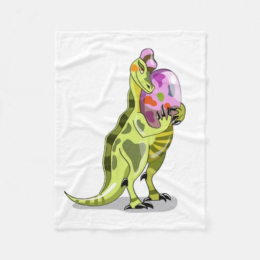 Illustratie van een lambeosaurus die een ei vastho fleece deken (Voorkant)