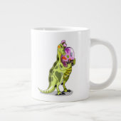 Illustratie van een lambeosaurus die een ei vastho grote koffiekop (Rechts)