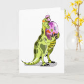 Illustratie van een lambeosaurus die een ei vastho kaart (Gele Bloem)