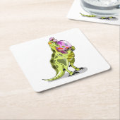 Illustratie van een lambeosaurus die een ei vastho kartonnen onderzetters (Schuin)