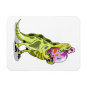 Illustratie van een lambeosaurus die een ei vastho magneet (Horizontaal)