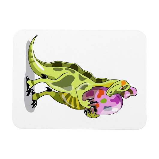 Illustratie van een lambeosaurus die een ei vastho magneet (Horizontaal)