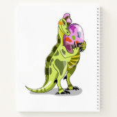 Illustratie van een lambeosaurus die een ei vastho notitieboek (Achterkant)