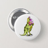 Illustratie van een lambeosaurus die een ei vastho ronde button 5,7 cm (Voorkant /achterkant)