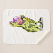 Illustratie van een lambeosaurus die een ei vastho sherpa deken (Voorkant (horizontaal))