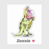 Illustratie van een lambeosaurus die een ei vastho sticker (Vel)