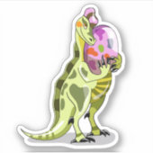 Illustratie van een lambeosaurus die een ei vastho sticker (Voorkant)