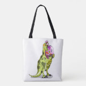 Illustratie van een lambeosaurus die een ei vastho tote bag (Achterkant)