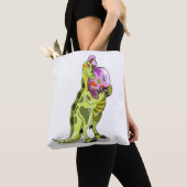 Illustratie van een lambeosaurus die een ei vastho tote bag (Dichtbij)