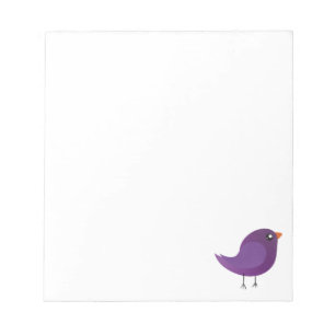 Illustratie van een leuk paars vogeltje notitieblok