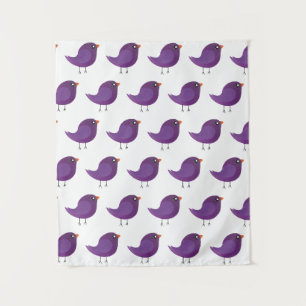 Illustratie van een leuk paars vogeltje wandkleed