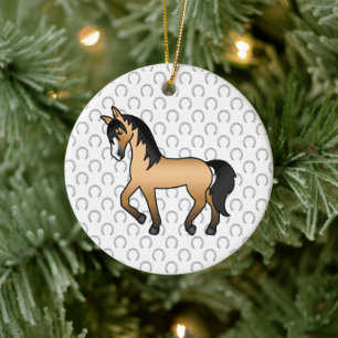 Illustratie van een leuke cartoon van een buckskin keramisch ornament