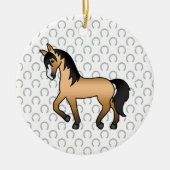 Illustratie van een leuke cartoon van een buckskin keramisch ornament (Voorkant)