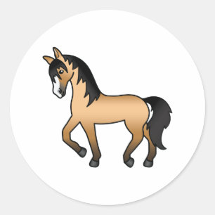 Illustratie van een leuke cartoon van een buckskin ronde sticker