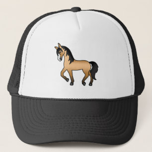 Illustratie van een leuke cartoon van een buckskin trucker pet
