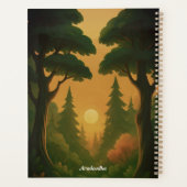 Illustratie van een levendig bos bij zonsondergang planner (Achterkant)