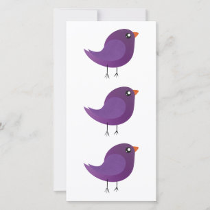 Illustratie van een lief paars vogeltje feestdagenkaart