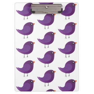 Illustratie van een lief paars vogeltje klembord