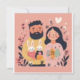 Illustratie van een lief stel Paasvakantiekaart Feestdagenkaart